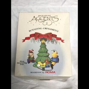 1989 Ornamotion ~Elves Decorating Tree~ Rotating Ornament Holiday gallery #82333